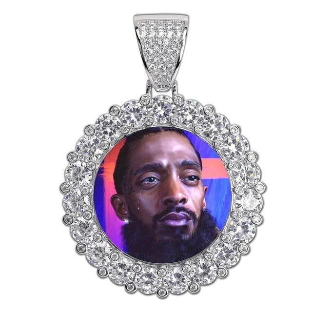 Custom Photo Pendant Necklace With Bouquet Style Setting