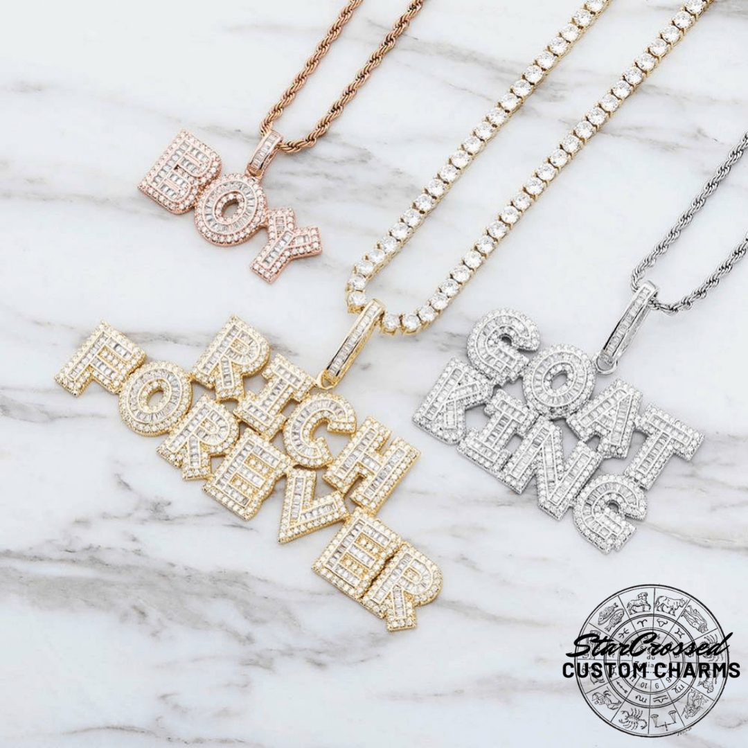 Custom baguette letter pendant deals