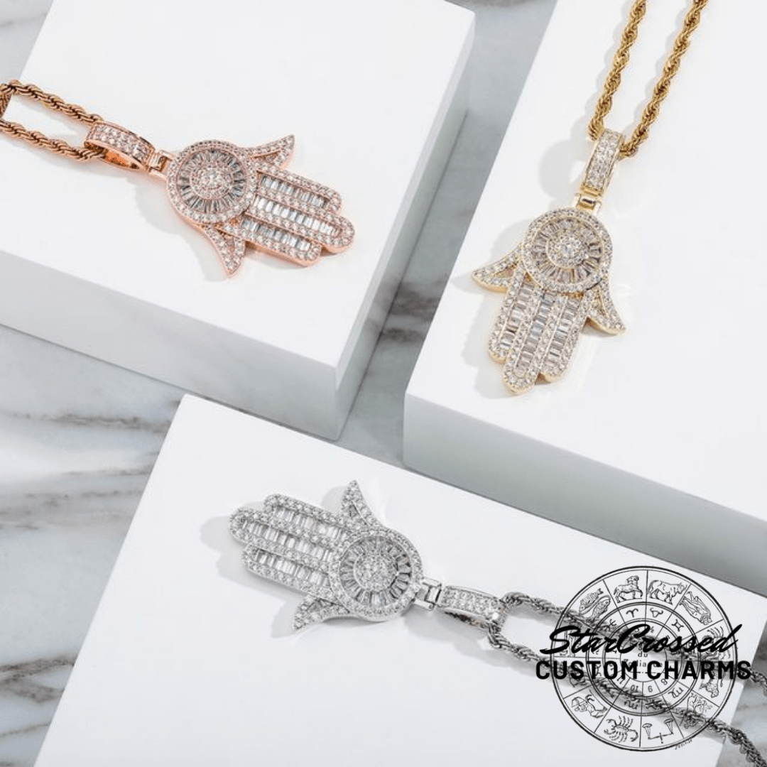 Gold Hamsa Hand Of Fatima Charm Necklace
