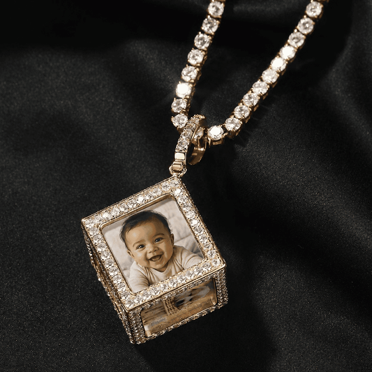 Custom 6-Photo 3D Cube Pendant Necklace