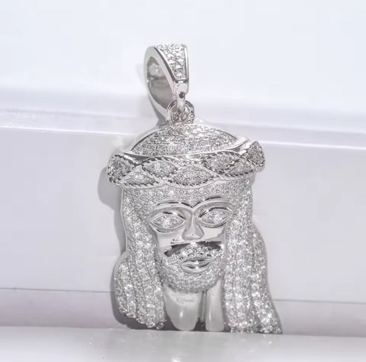 "Jesus Piece" 925 Silver & VVS Moissanite Jesus Head Pendant Necklace