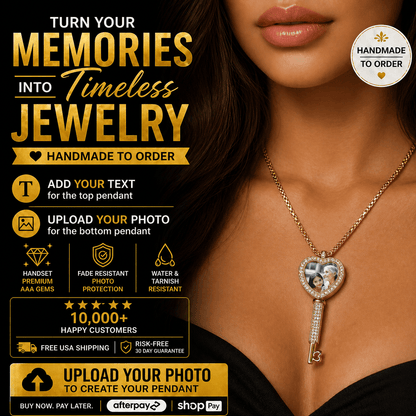 "Key To My Heart" – Custom Heart Key Picture Pendant Necklace