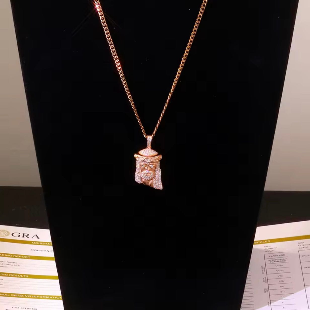 "Jesus Piece" 925 Silver & VVS Moissanite Jesus Head Pendant Necklace