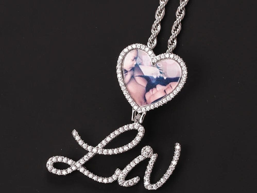 Heart Shaped Photo Pendant & Name Necklace