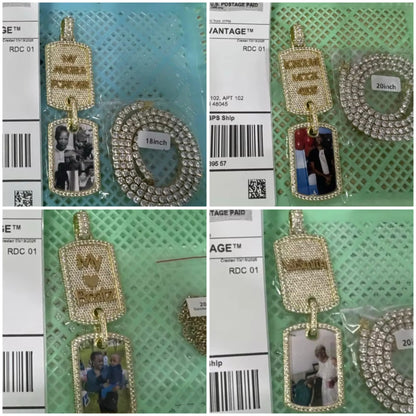 Double Dog Tag Necklace - Photo Pendant & Engraving