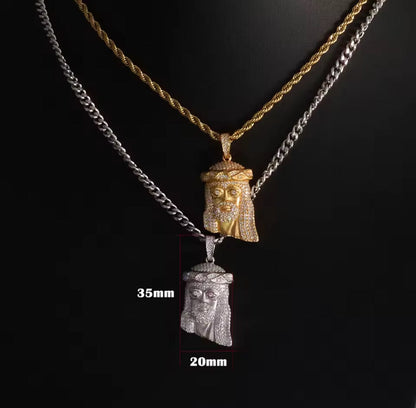 "Jesus Piece" 925 Silver & VVS Moissanite Jesus Head Pendant Necklace