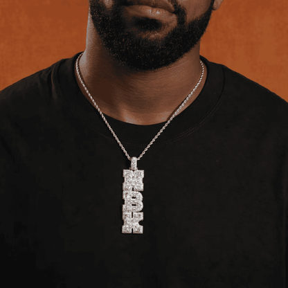 Custom Vertical Letter Pendant – Up To 6 Letters | Free Rope or Cuban Chain
