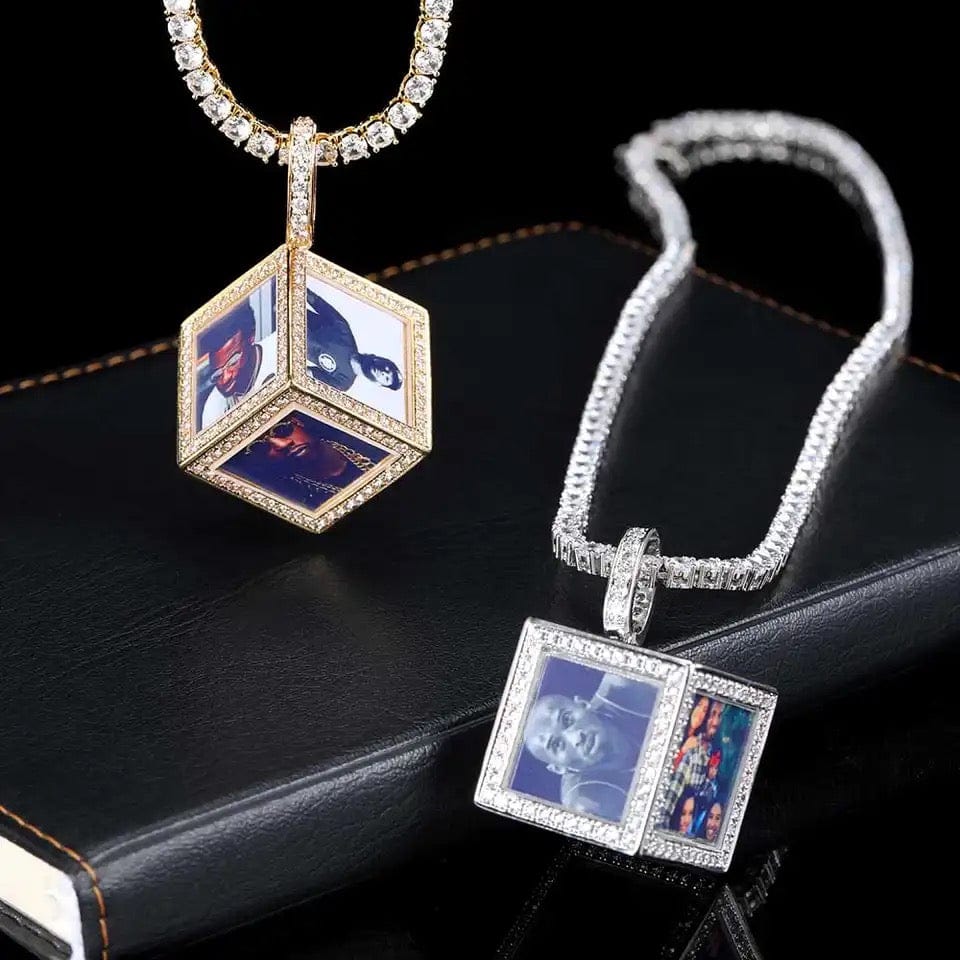 Custom 3D Cube Photo Pendant Necklace