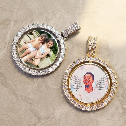 custom two-sided rotating picture pendant necklace