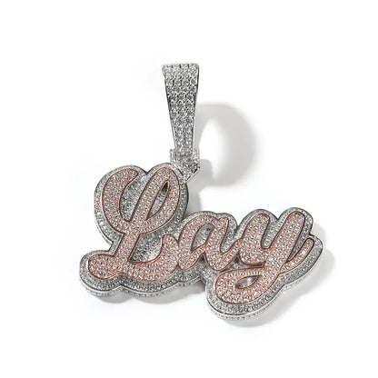 Custom Two-Tone Double Layer Name Necklace | Iced Letter Pendant