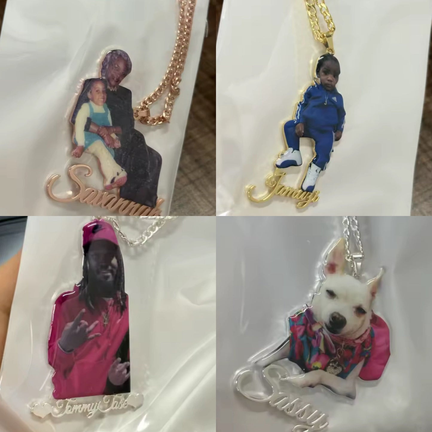 Custom Cut-Out Photo Necklace With Name