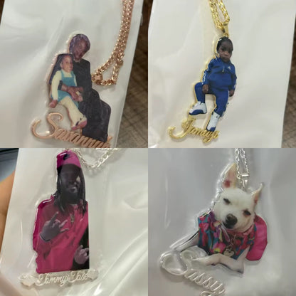 Custom Cut-Out Photo Necklace With Name