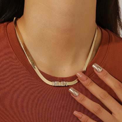 Custom Herringbone Necklace With Name