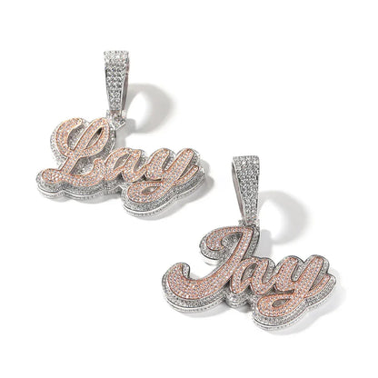 Custom Two-Tone Double Layer Name Necklace | Iced Letter Pendant