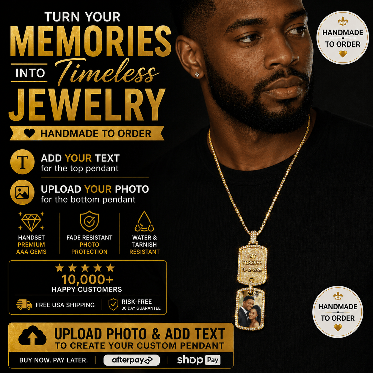 Double Dog Tag Photo Necklace - Picture Pendant & Engraving