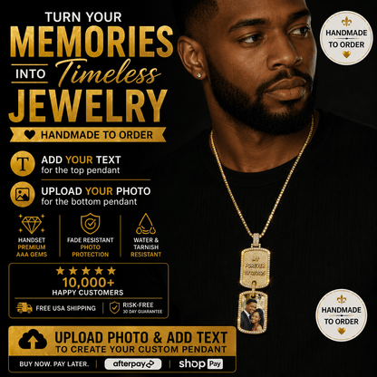 Double Dog Tag Photo Necklace - Picture Pendant & Engraving