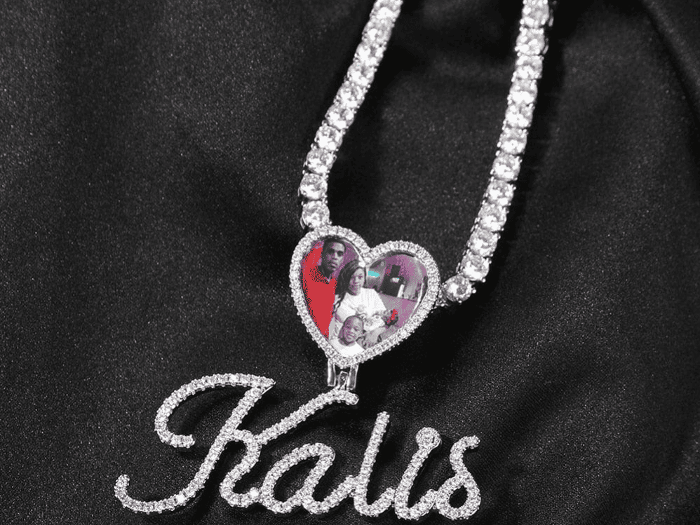 Heart Shaped Photo Pendant & Name Necklace