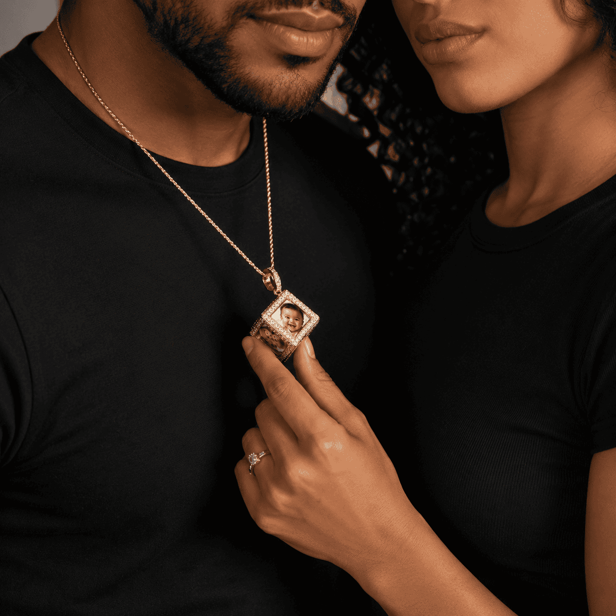 Custom 6-Photo 3D Cube Pendant Necklace