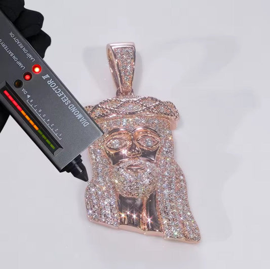 "Jesus Piece" 925 Silver & VVS Moissanite Jesus Head Pendant Necklace