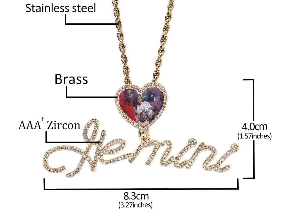 Heart Shaped Photo Pendant & Name Necklace