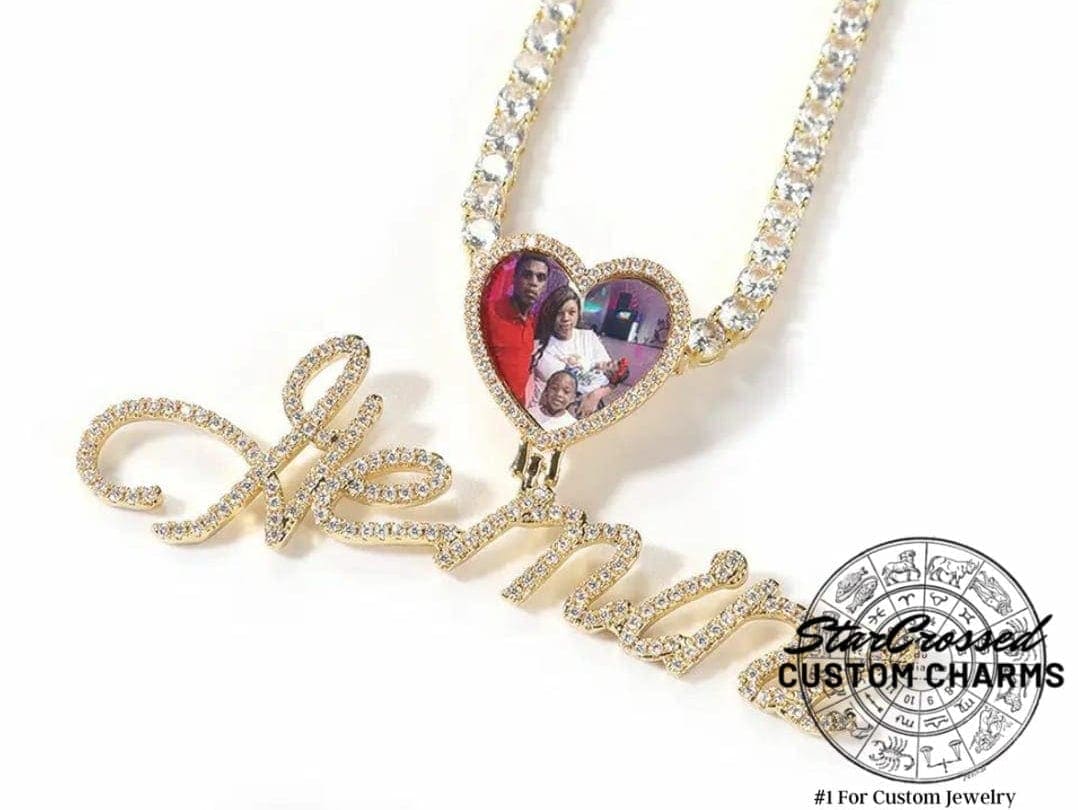 Heart Shaped Photo Pendant & Name Necklace