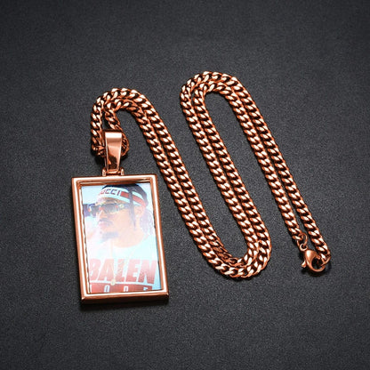 Rectangle Picture Pendant Necklace