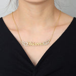 Custom Nameplate Necklace With Angel Wings