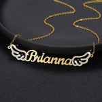 Custom Nameplate Necklace With Angel Wings