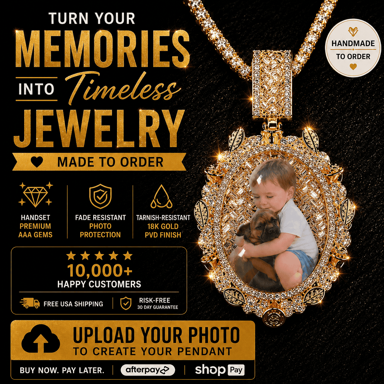 Floral Wreath Frame Photo Pendant Necklace