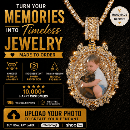 Floral Wreath Frame Photo Pendant Necklace