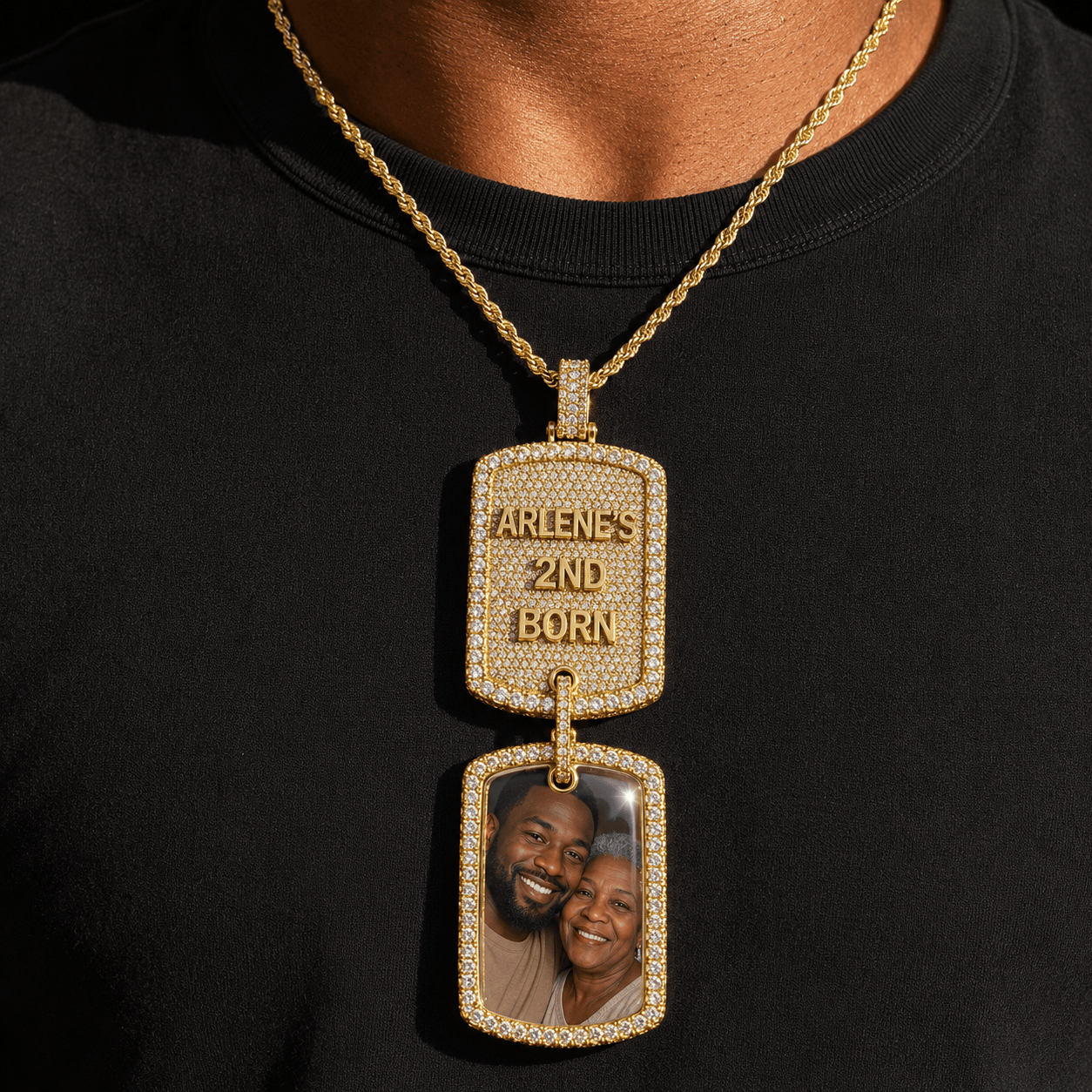 Double Dog Tag Necklace - Photo Pendant & Engraving