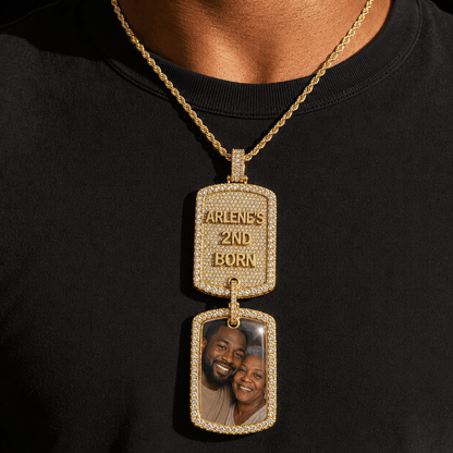 Double Dog Tag Necklace - Photo Pendant & Engraving