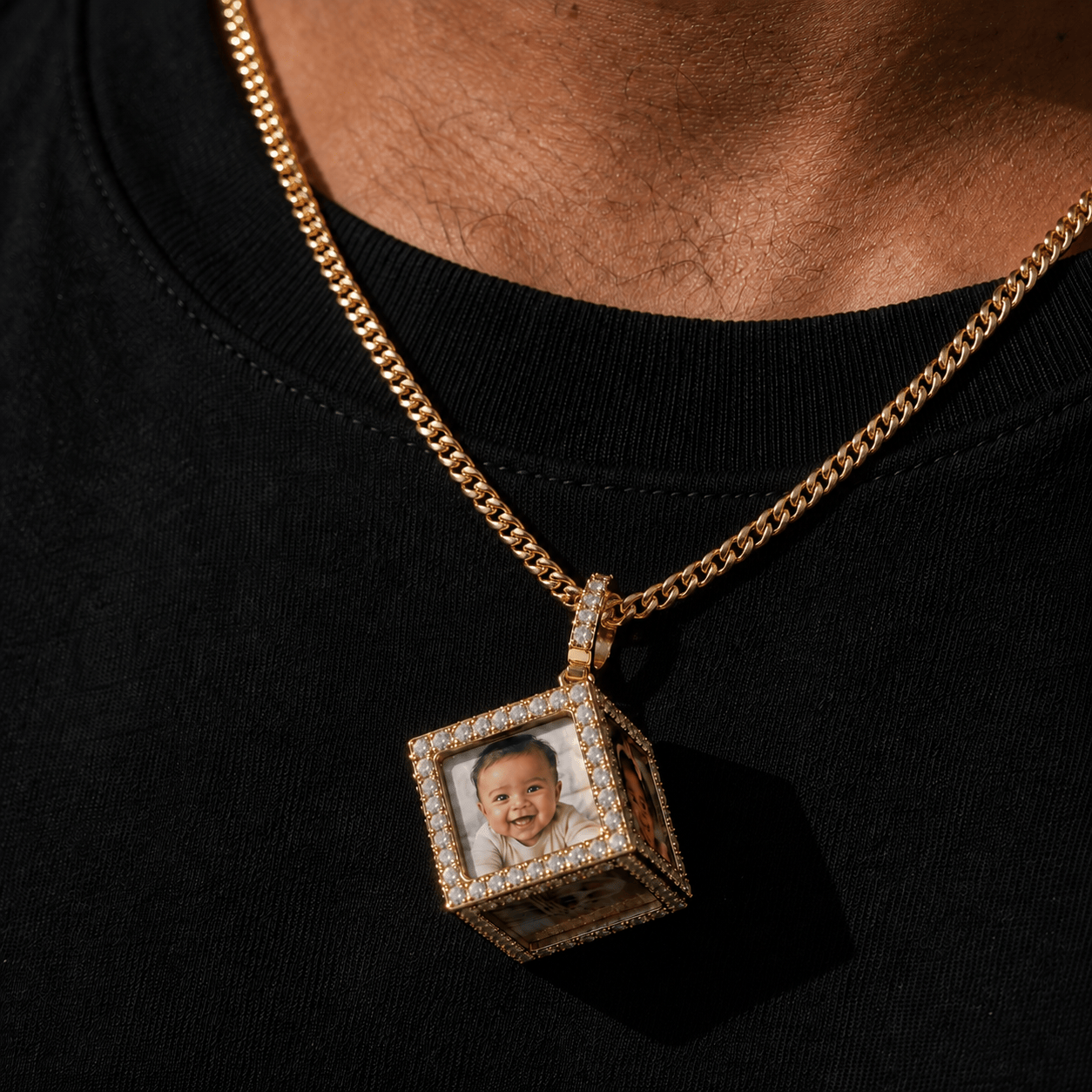 Custom 6-Photo 3D Cube Pendant Necklace