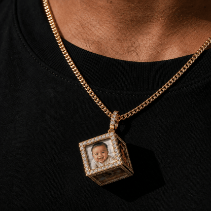 Custom 6-Photo 3D Cube Pendant Necklace
