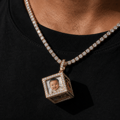 Custom 6-Photo 3D Cube Pendant Necklace