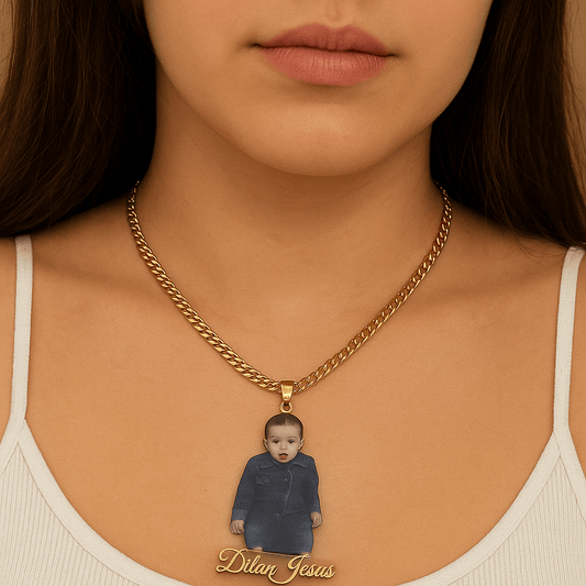 Custom Cut-Out Photo Necklace With Name