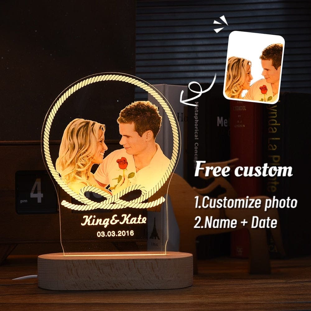 Personalized 3D Photo "Love Lamp" With Custom Text