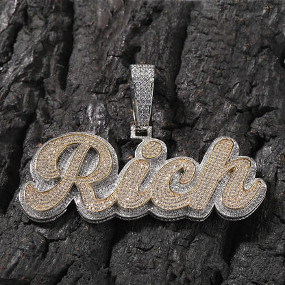 Custom Two-Tone Double Layer Name Necklace | Iced Letter Pendant