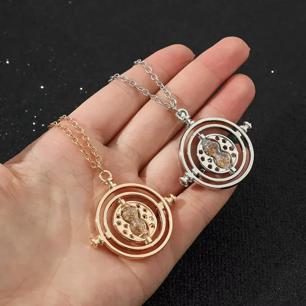 Harry Potter Time Turner Necklace – Spinning Hourglass Wizard Pendant