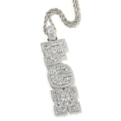 Custom Vertical Letter Pendant – Up To 6 Letters | Free Rope or Cuban Chain