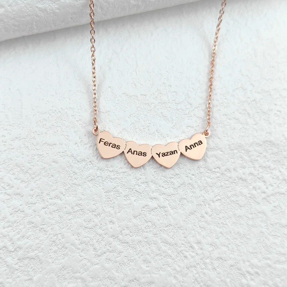 Custom Multi Heart Necklace With Engraved Names