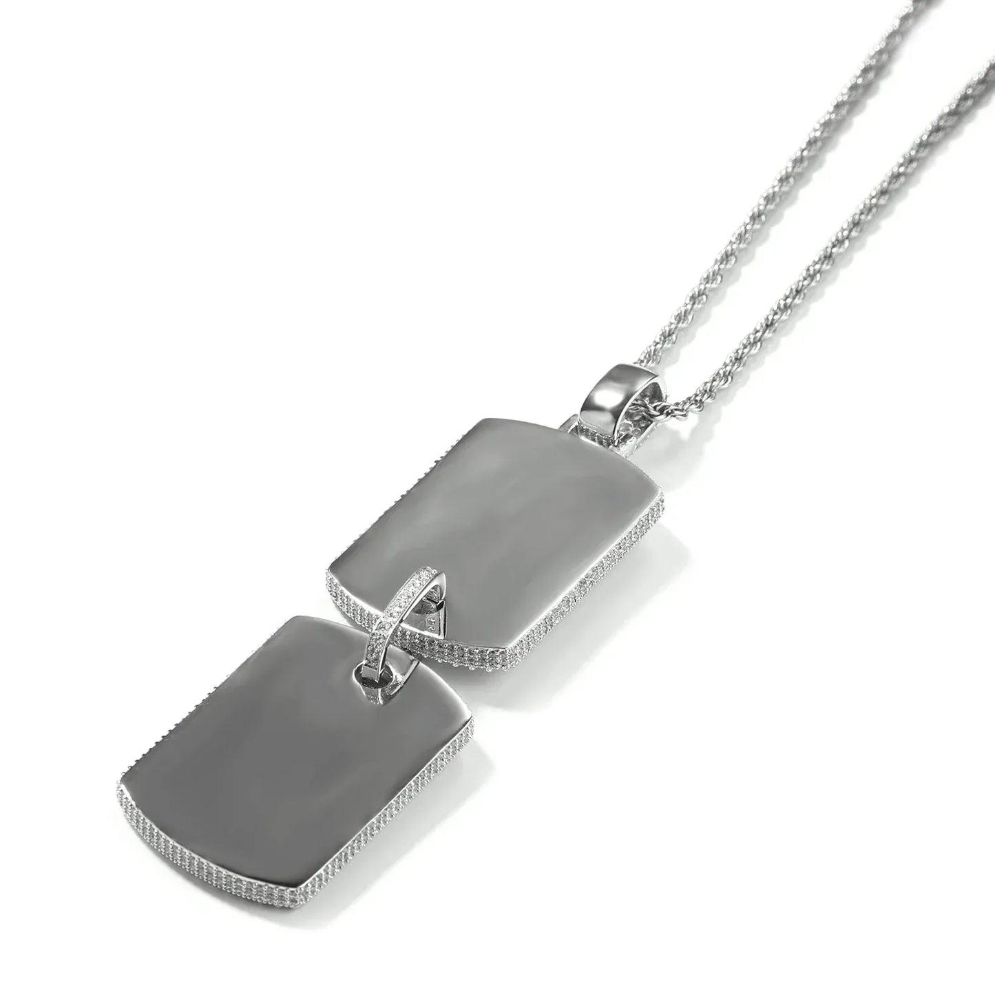 Custom Double Dog Tag Photo Necklace with Engraving | Personalized Memory Pendant