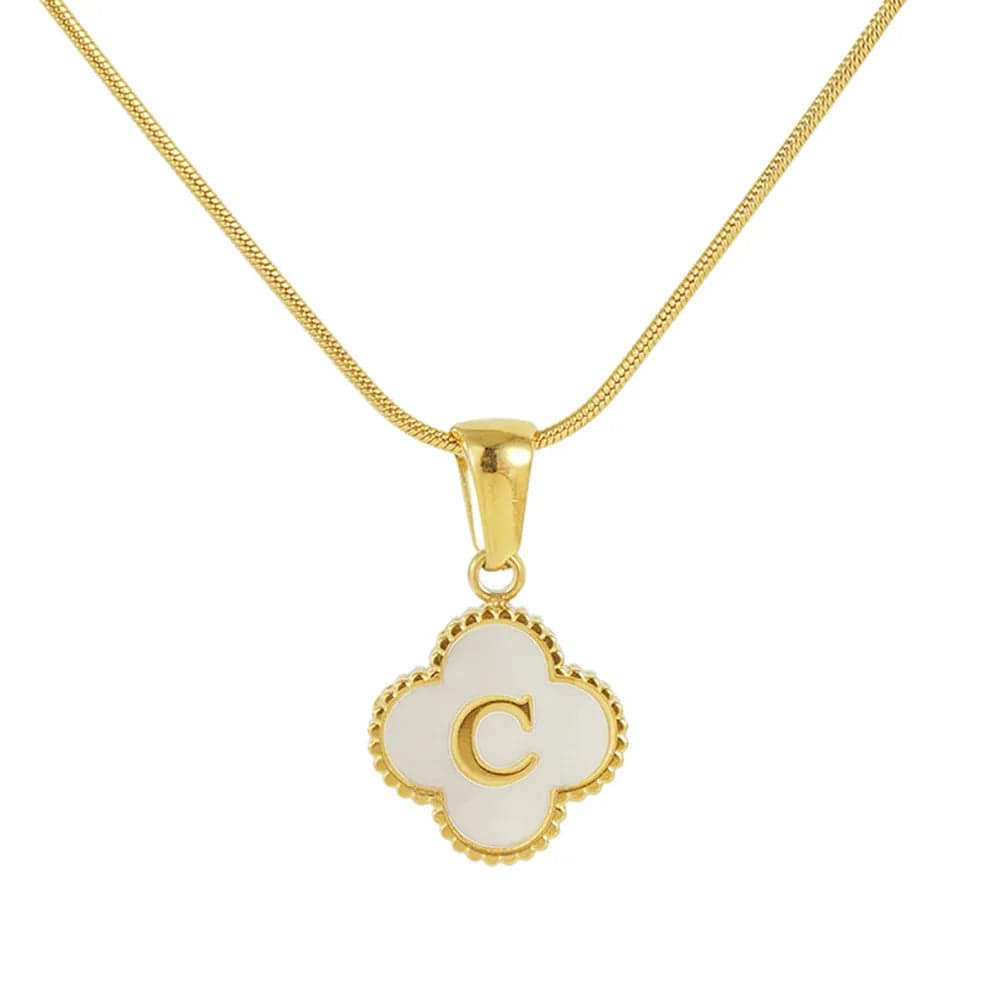 Four Leaf Clover Necklace With Initial