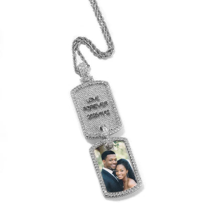 Custom Double Dog Tag Photo Necklace with Engraving | Personalized Memory Pendant