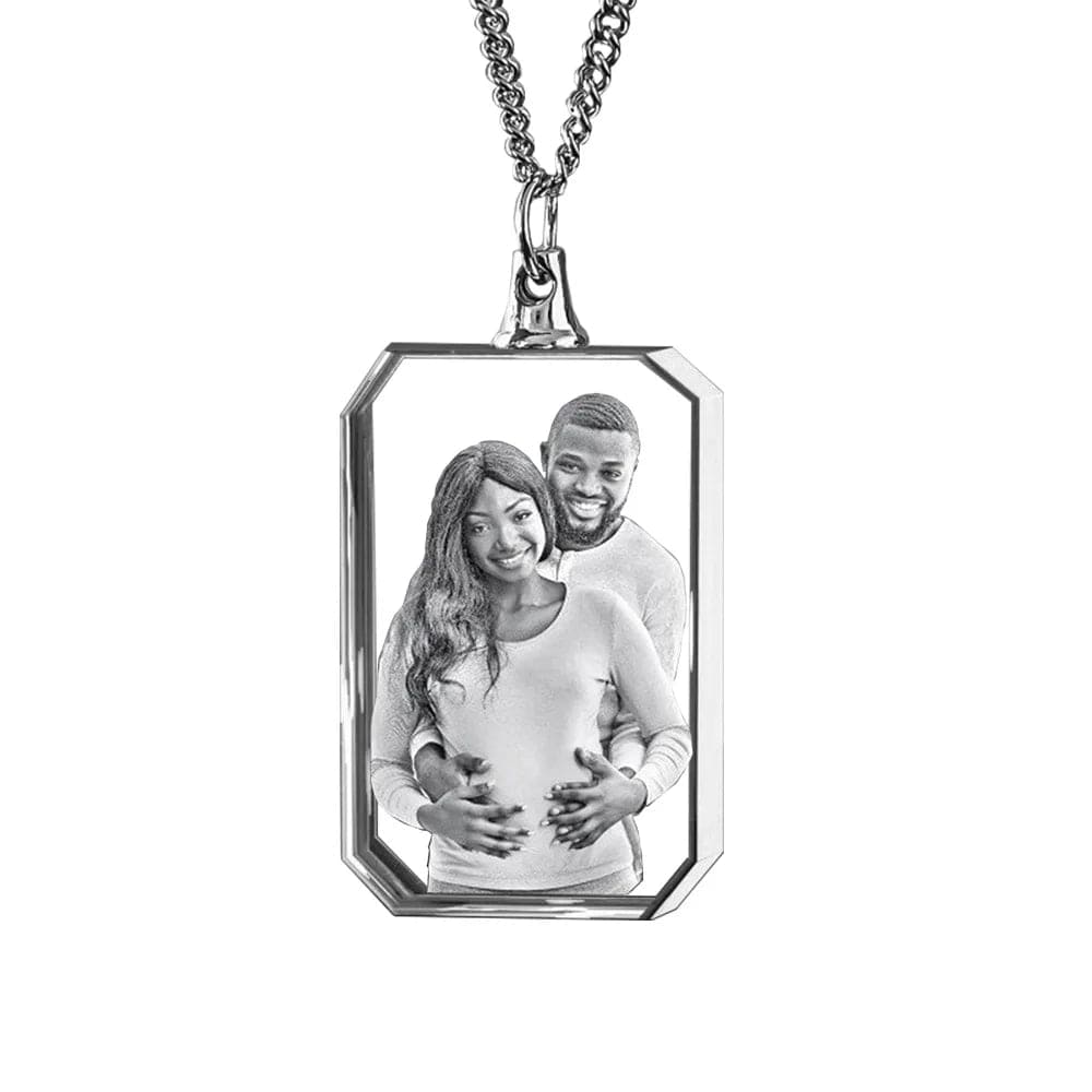 Custom 3D Crystal Photo Necklace - Laser Etched