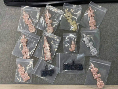 Custom Vertical Letter Pendant – Up To 6 Letters | Free Rope or Cuban Chain