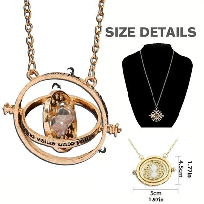Harry Potter Time Turner Necklace – Spinning Hourglass Wizard Pendant