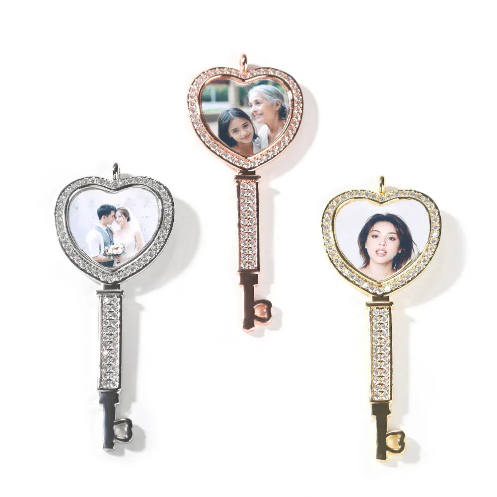 "Key To My Heart" – Custom Heart Key Picture Pendant Necklace