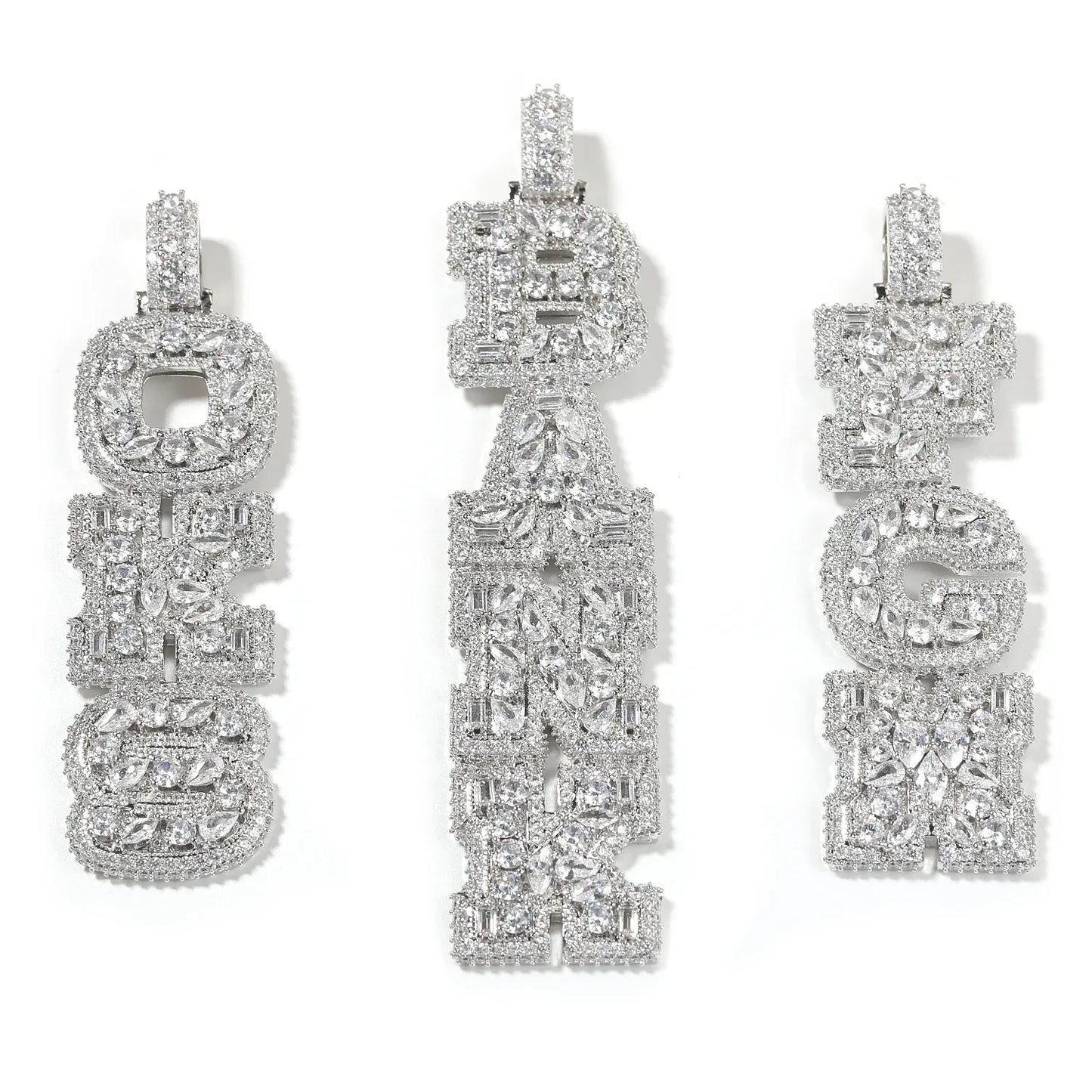 Custom Vertical Letter Pendant – Up To 6 Letters | Free Rope or Cuban Chain