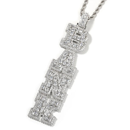 Custom Vertical Letter Pendant – Up To 6 Letters | Free Rope or Cuban Chain